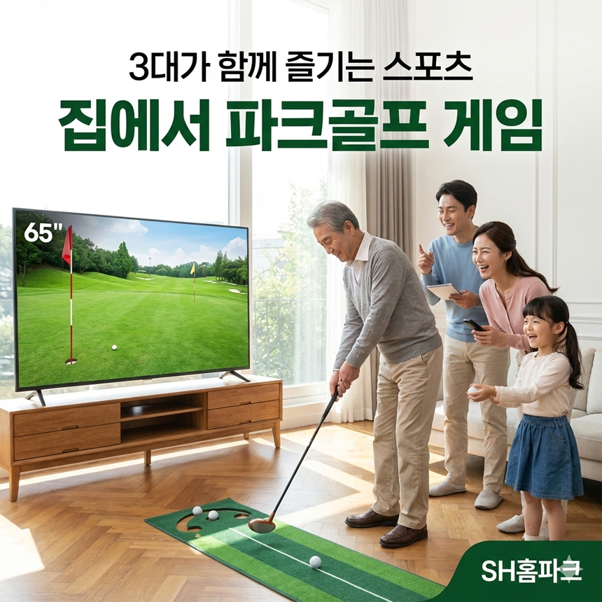 SH홈파크골프 날씨 시간 제약없이 가정에서 온가족과 함께 즐기세요!